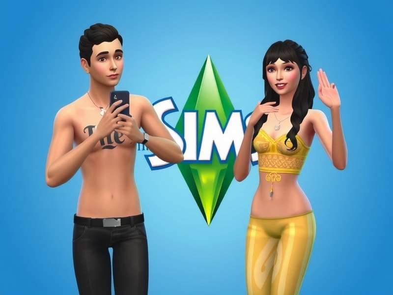 The Sims 3 open world view showing Sunset Valley town layout