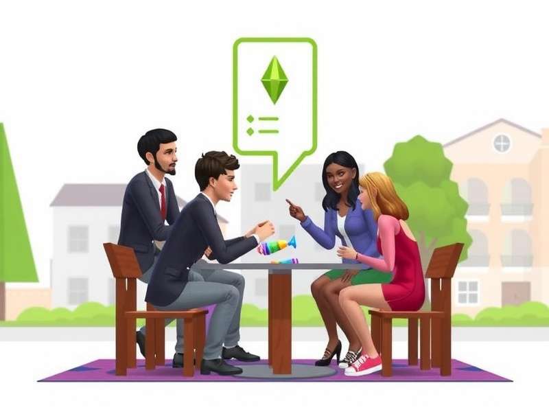 The Sims 4 gameplay screenshot showing a modern house and characters