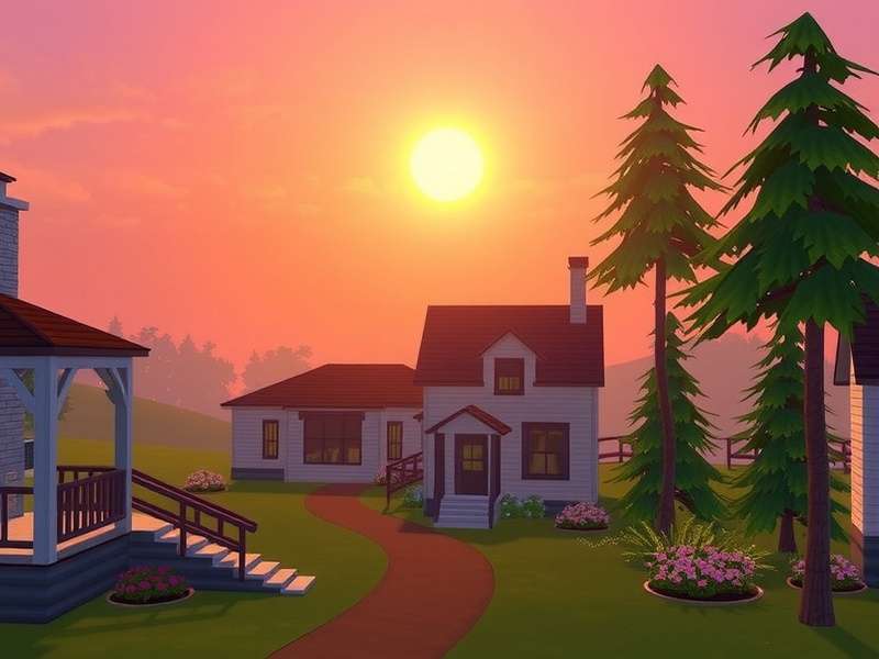 A vibrant digital scene of a Sims house with custom furniture and decorations