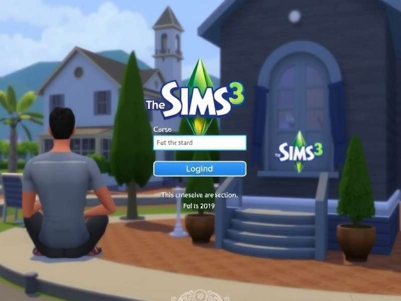 The Sims 3 login screen on a computer