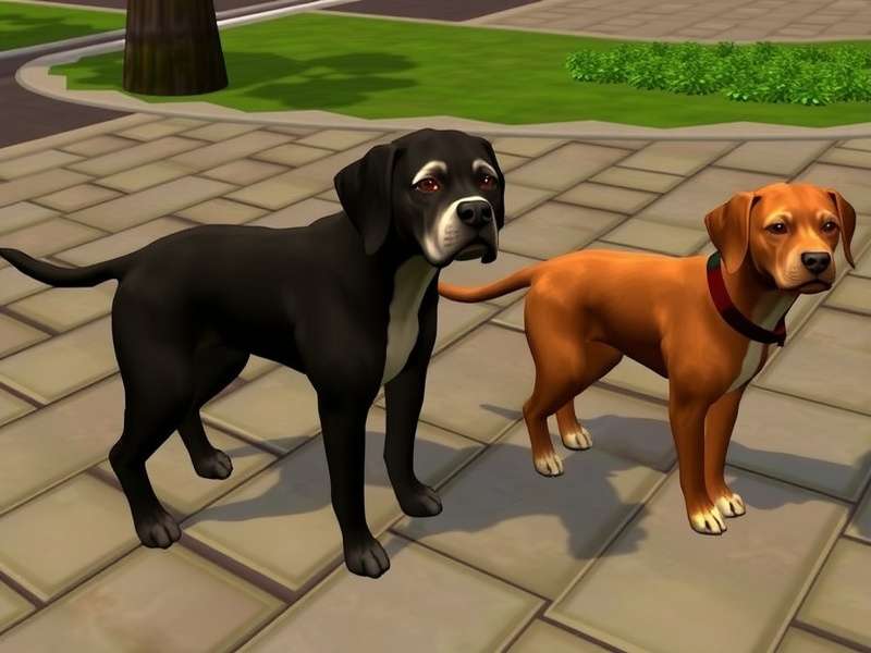 A virtual Labrador Retriever playing fetch in The Sims 3 Pets game world