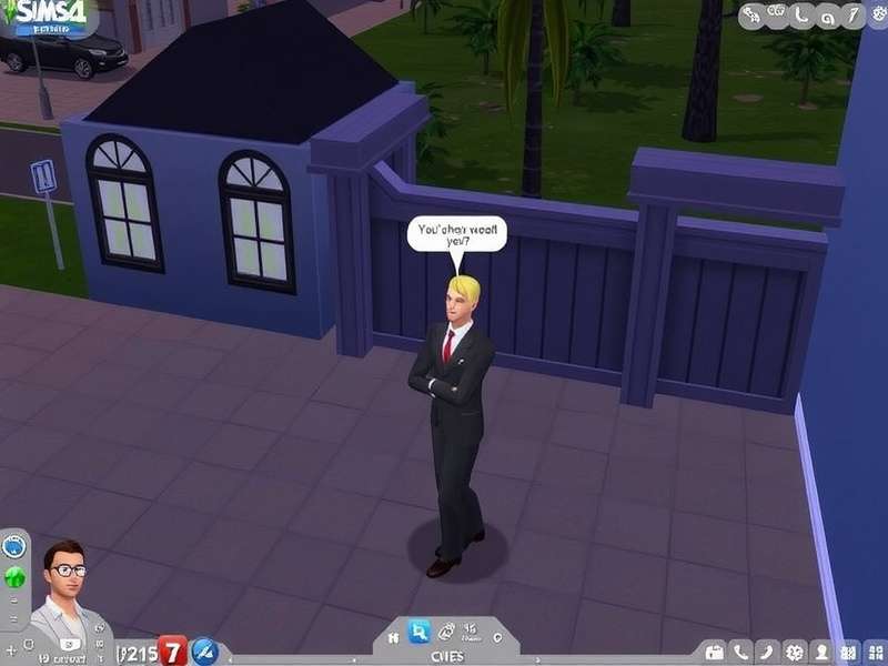 The Sims 3 gameplay screenshot showing a Sim using a cheat console