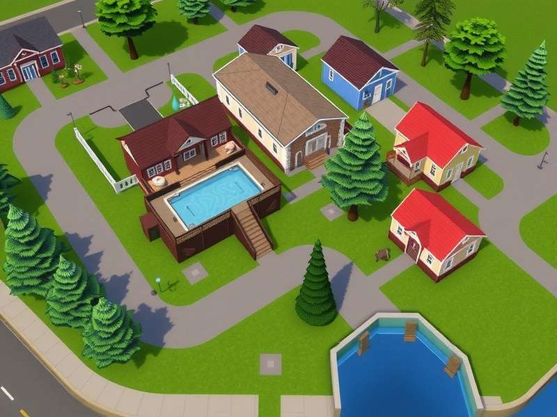 A beautifully crafted modern house lot in The Sims 4 with a pool and garden