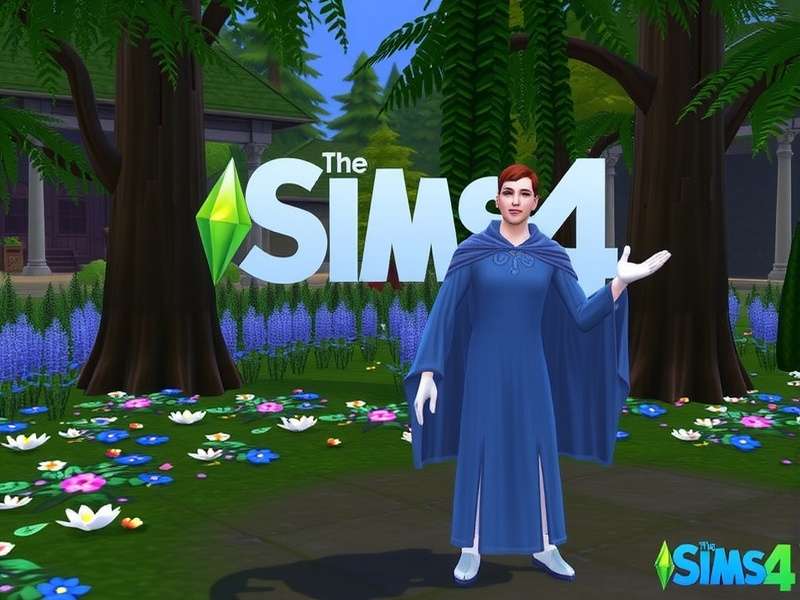 Lush green forest with magical light beams, representing The Sims 4 Enchanted By Nature gameplay