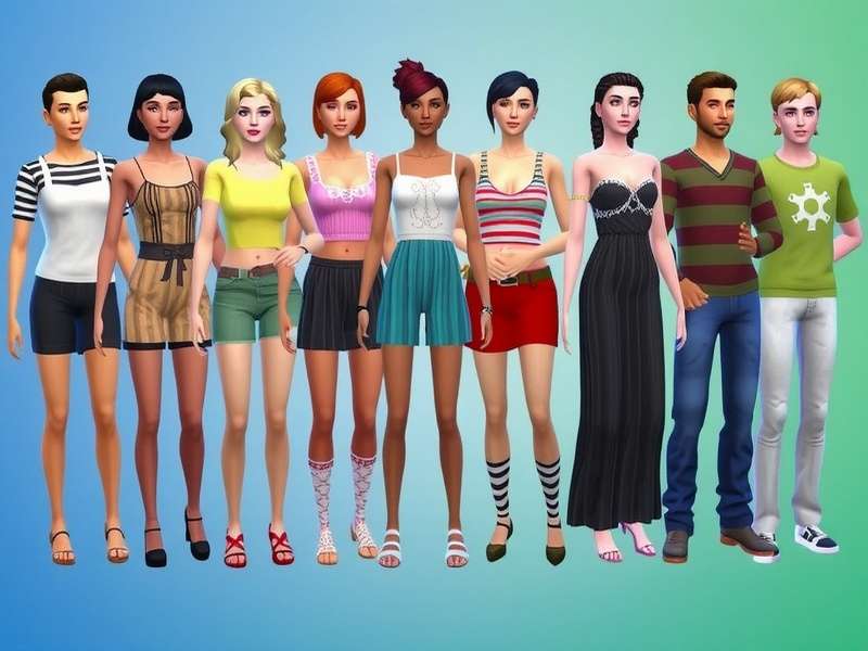 A diverse virtual wardrobe showcasing The Sims 3 custom clothing options on a computer screen