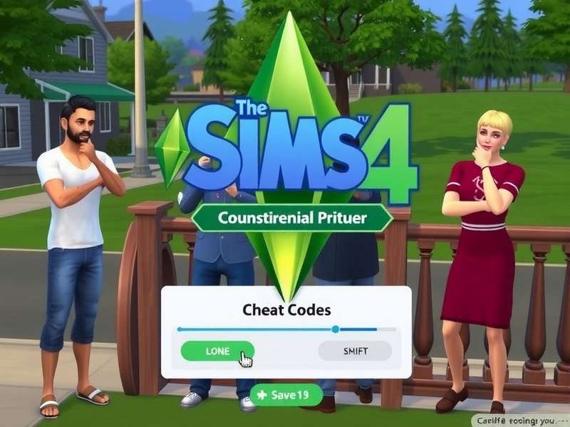 The Sims 4 cheat console open on screen showing various commands