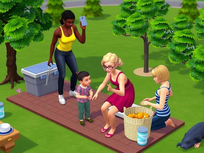 A vibrant computer setup showing The Sims game with mods installed