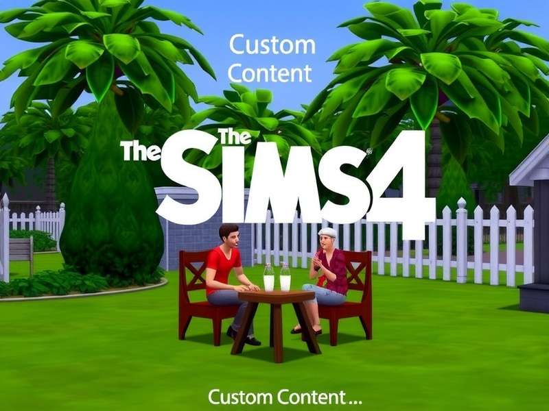 A vibrant collection of custom content for The Sims 4, showing diverse hairstyles, furniture, and clothing mods