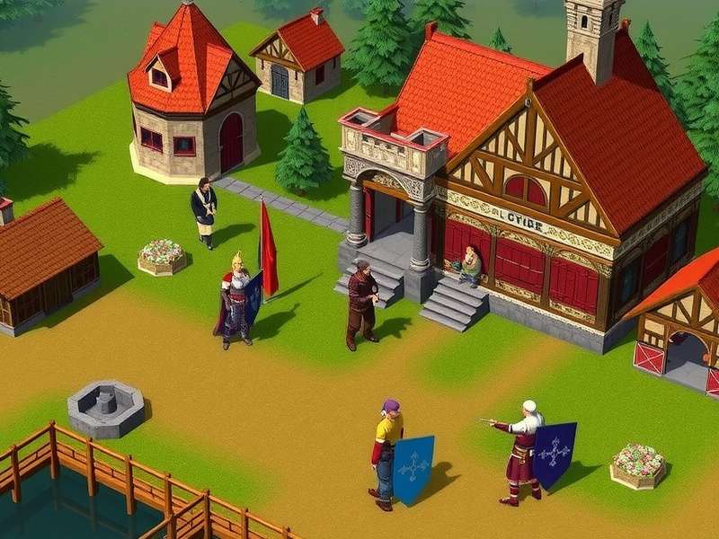 The Sims Medieval – kingdom overview with castle and heroes