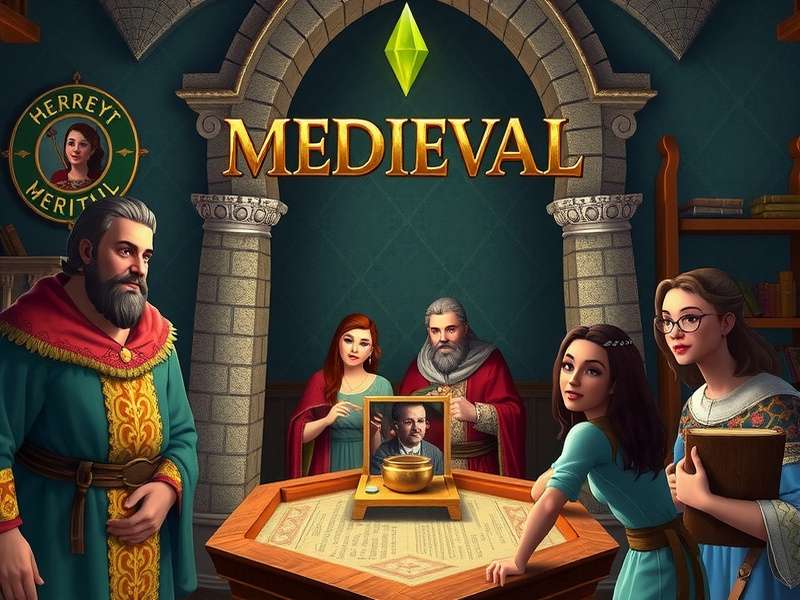 The Sims Medieval — kingdom overview with heroes and castle