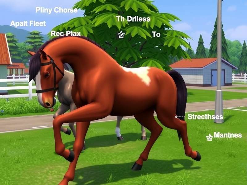The Sims 4 Horse Ranch landscape with majestic horses galloping through the countryside