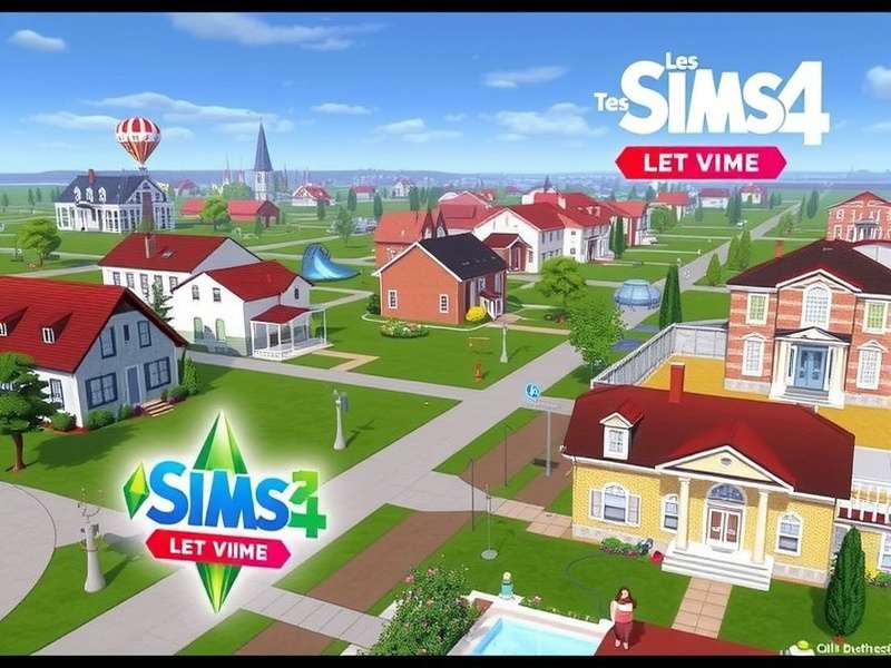 Les Sims — vibrant neighbourhood with Sims characters in a sunny park setting