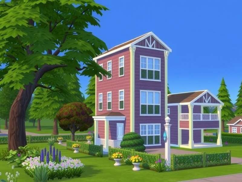 The Sims Gratis – a vibrant scene showing diverse Sims characters enjoying a modern poolside villa with free custom content.