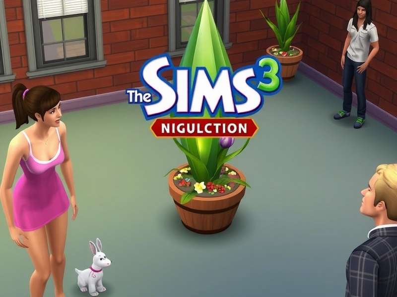 Sunset Valley open-world neighbourhood in The Sims 3 showing a vibrant town with houses, parks, and beaches
